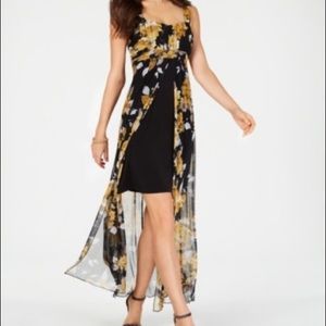 Floral print high low maxi dress